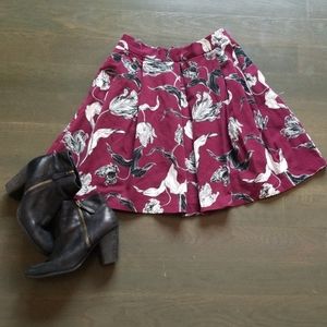 Floral Pleated High-waisted Skirt